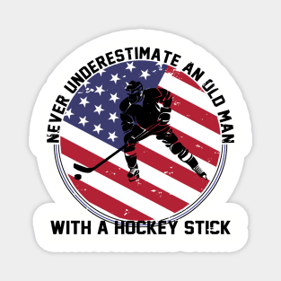 Old man with Hockey Stick Magnet