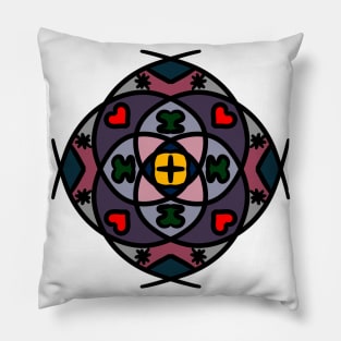 Retro Heart Mandala Pillow