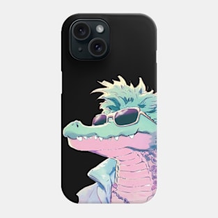 Cool alligator wearing sunglasses pastel watercolor Phone Case