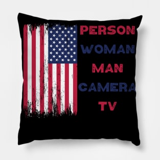 person woman man camera tv Pillow