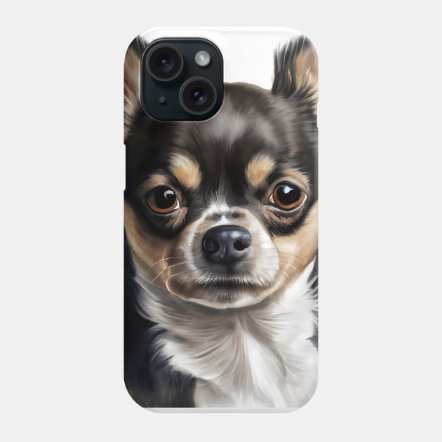 Black White and Tan Chihuahua Portrait Phone Case by designs4days