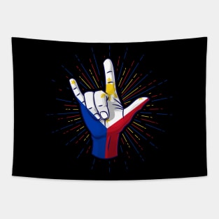 I Love You Philippines Hand Gesture Cute Gift Women Men Tapestry