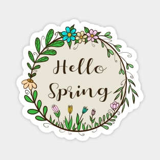 Hello spring - flowers and leaves Magnet