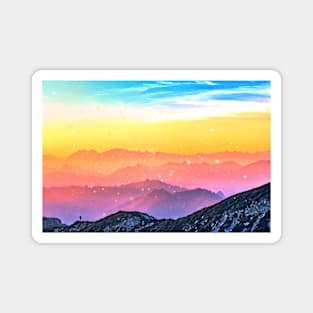 Mountains With Rainbow Sky Magnet