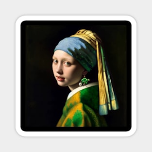 St. Paddy's Pearl: Girl with a Pearl Earring St. Patrick's Day Celebration Magnet