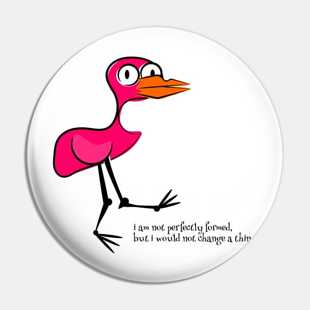 Pink Bird Not Perfect Pin by mailboxdisco