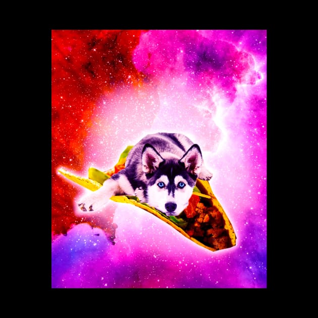 Outer Space Galaxy Dog Riding Taco by Random Galaxy