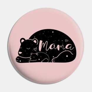 Mama Bear and Baby Bear. Stars Sky in Bear Silhouette. Pin