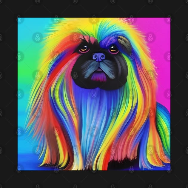 Pekingese Dog Rainbow Painting by KayBee Gift Shop