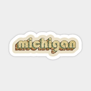 Michigan // Vintage Rainbow Typography Style // 70s Magnet