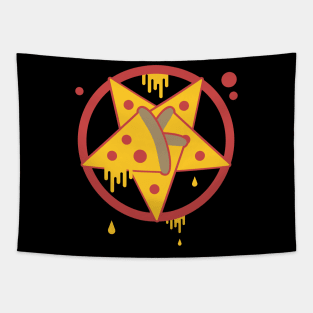 Occult Pentagram Pizza Tapestry