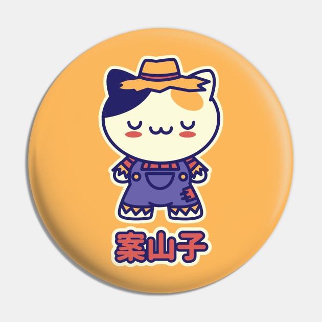 Kawaii Scarecrow Kitty Pin by Kappacino Creations