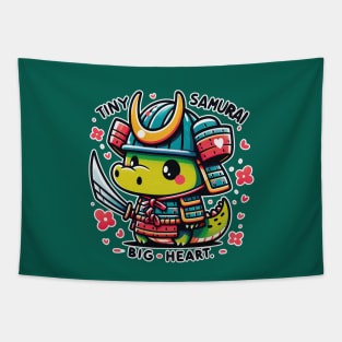 "Kawaii Samurai Cute Animal Alligator Crocodile with Katana Blossom Tapestry