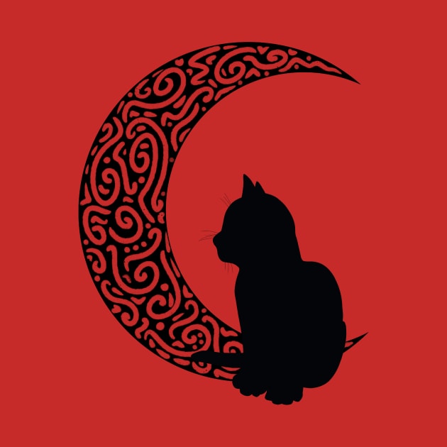 Crescent Moon Cat by quirkyandkind