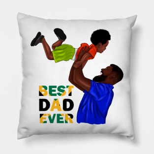 Best Dad Ever, Jamaican Dad and Son, Jamaica Flag Colors Pillow