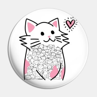 Cats Brighten Up My Heart (Pink) Pin