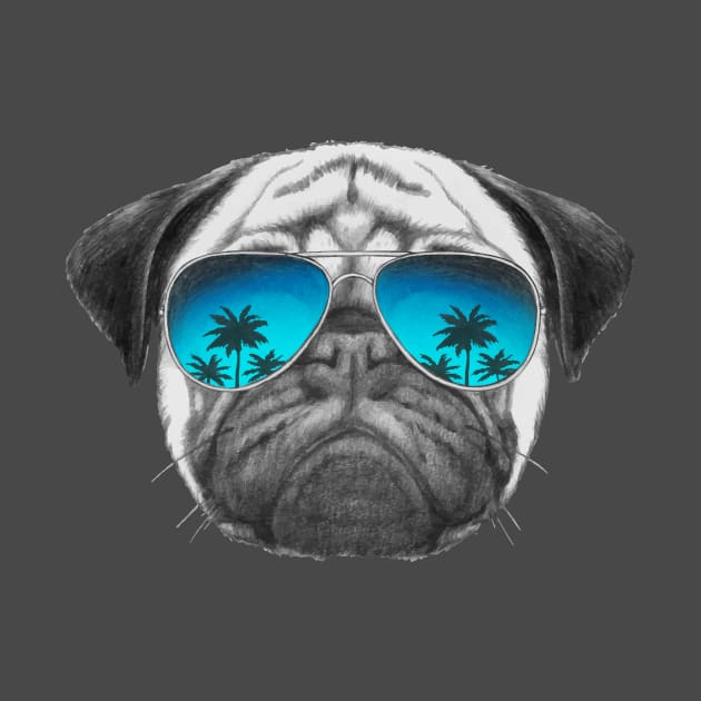 Pug Dog with sunglasses by AnimalsFashion