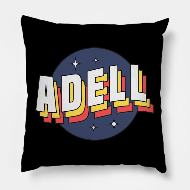 Adell - Colorful Layered Retro Letters Pillow by Mandegraph