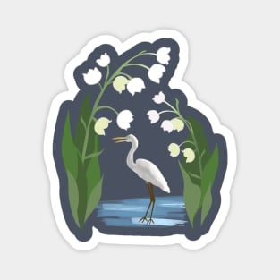 Lilies and Egret Magnet