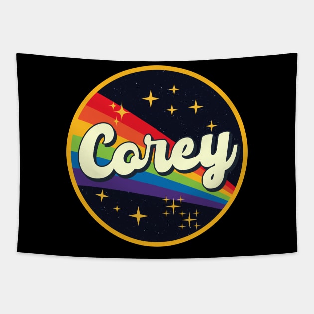 Corey // Rainbow In Space Vintage Style Tapestry by LMW Art