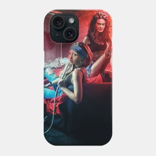 Woman with a pearl earring and Frida Hookah Phone Case