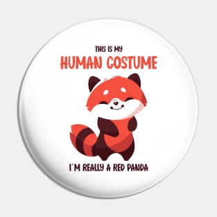 Cute Red Panda Halloween T-Shirt | This is My Human Costume Tee | Funny Wildlife Animal Shirt | Adorable Anime Gift Idea Pin