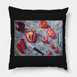 Chopping board with red fruit and vegetables Pillow