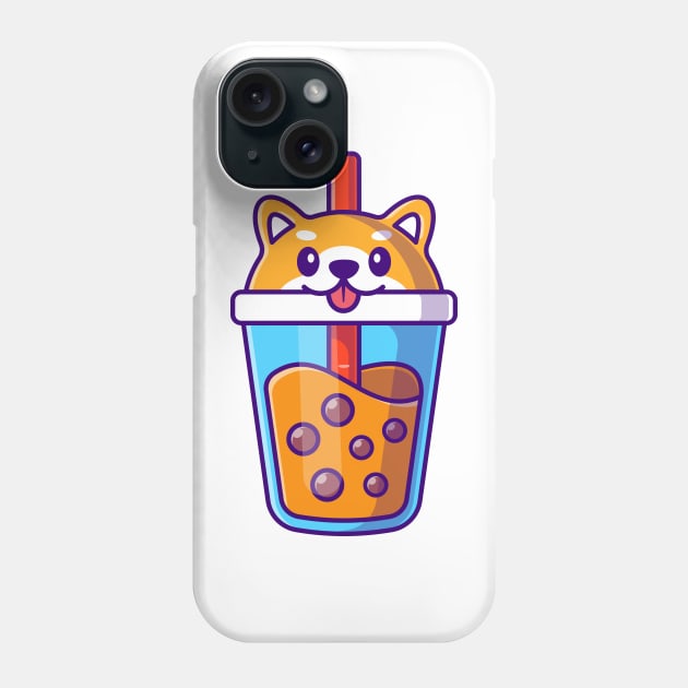 Cute Shiba Inu Milk Tea Boba Cartoon Phone Case by Catalyst Labs