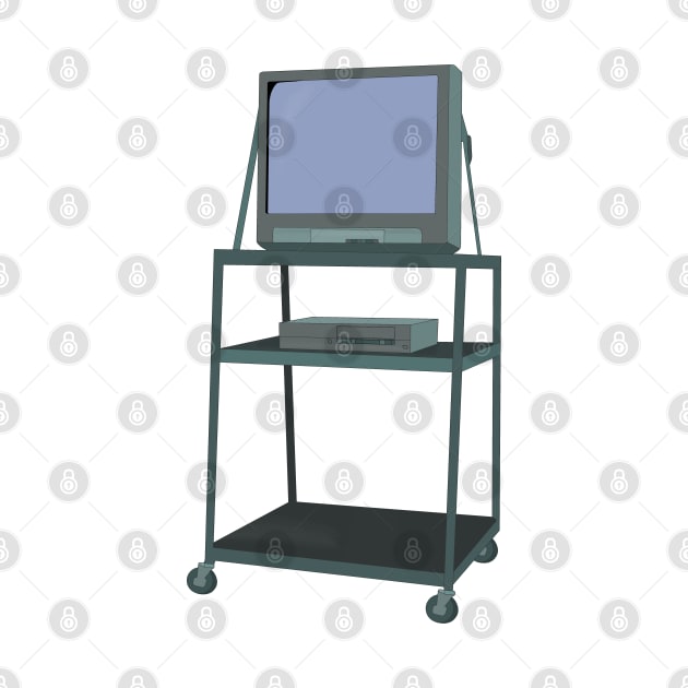 TV and VCR cart Classroom 80s 90s Funny School by DiegoCarvalho