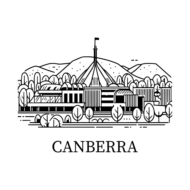 canberra line art illustration by art poo