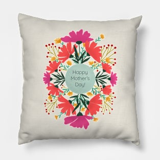 Happy mother's day floral - orange and purple Pillow