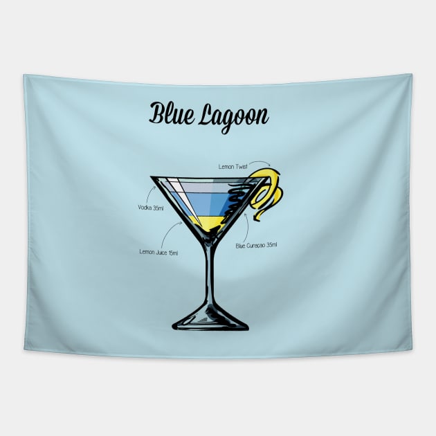 Blue Lagoon Cocktail Recipe Tapestry by HuckleberryArts