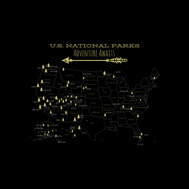 national parks in america - usa hiking by Midoart