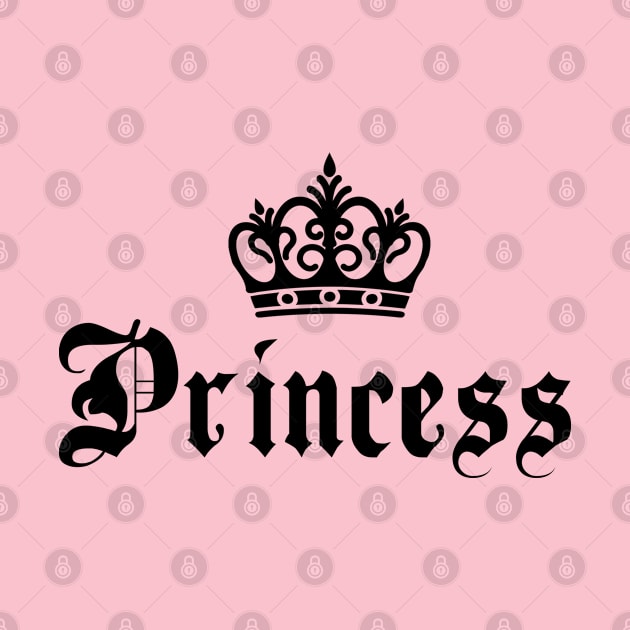 Girl Princess text print with royal crown by BeckyS23