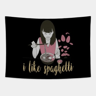 girl eating spaghetti Tapestry