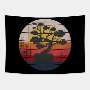 Bonsai Tree Design Japanese Bonsai Tree Sun Retro Tapestry