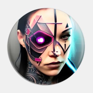 Enhanced Cyberpunk Woman Pin