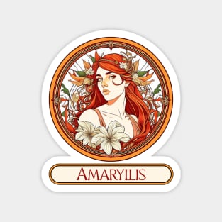 Art Nouveau Amaryllis Woman Magnet