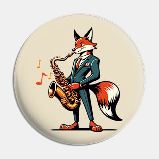 Fox with saxophone Pin