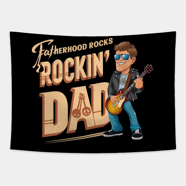 Rockin Dad Celebrating Dad with Cool Vibes and Rockin' Designs Tapestry by Shopkreativco