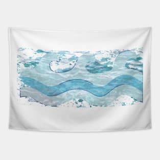 blue water waves design Tapestry