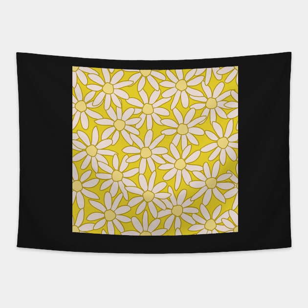 Daisy Garden - Lemon Yellow Tapestry by FrancesPoff