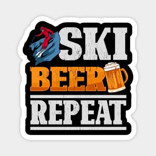 Funny Ski Beer Repeat Skiing & Skiers Magnet