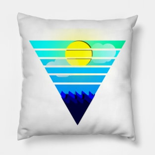 a sunny day at the ocean vector art Pillow