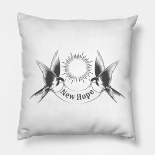 Two Swallow Birds Holds Banner Pillow