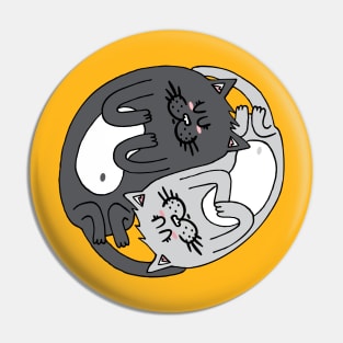 Yin & Yang cats - black & white Pin