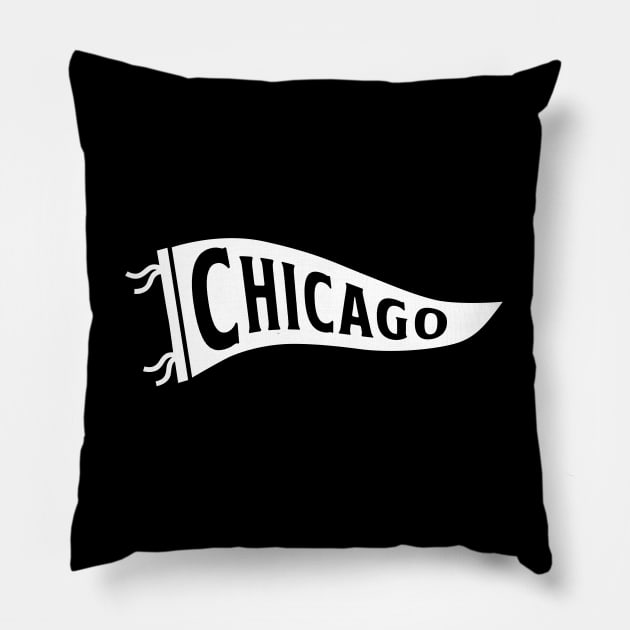 Chicago Pennant - Black Pillow by KFig21