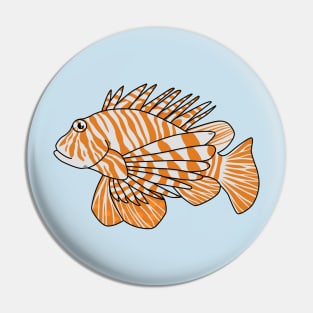 Happy lionfish cartoon illustration Pin