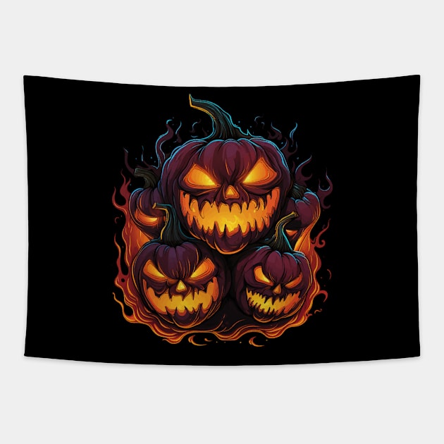 Flaming Jack O Lanterns Graphic Tapestry by VelvetRoom