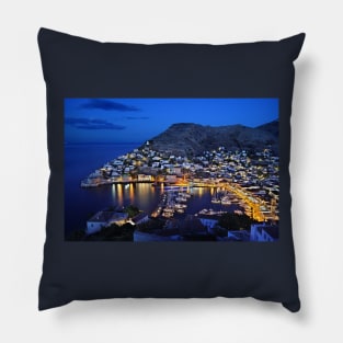 Nights in Hydra island - Greece Pillow